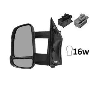 Rétroviseur gauche manuel pour PEUGEOT BOXER Camping-car II ph.2 depuis 2014 >, bras moyen, sonde, feu clignotant orange (16W), Neuf Super Prix