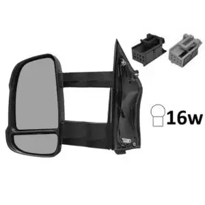 Rétroviseur gauche manuel pour PEUGEOT BOXER Camping-car II ph.2 depuis 2014 >, bras long, sonde, feu clignotant orange (16W), Neuf Produit De Marque