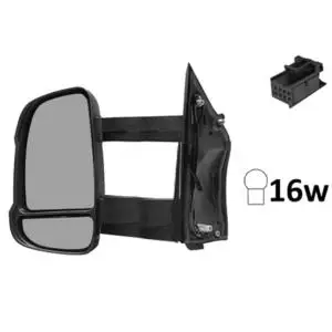 Retour Gratuit Rétroviseur gauche électrique pour PEUGEOT BOXER Camping-car II depuis 2014 >, bras long, dégivrant, feu clignotant orange (16W), Neuf